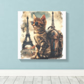 Reisgenoot kat canvas afdruk (Insitu (Houten vloer))