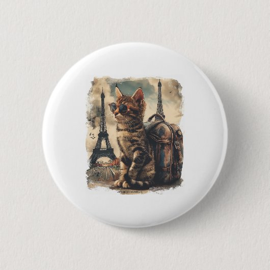Reisgenoot Kat Ronde Button 5,7 Cm (Voorkant)