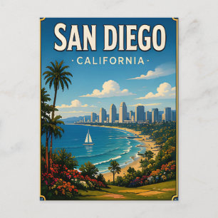 Reisgeschenk met San Diego-haven en kustsilhouet Briefkaart