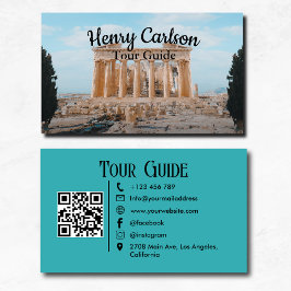 Reisgids Reisagent Turquoise QR Code Visitekaartje
