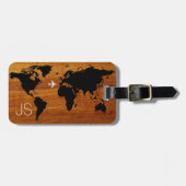 reishout op wereldkaart bagagelabel (Voorkant horizontaal)