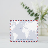 Reisideeën. wereldkaart briefkaart (Staand voorkant)