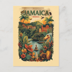 Reisillustratie in vintage stijl Jamaica Briefkaart