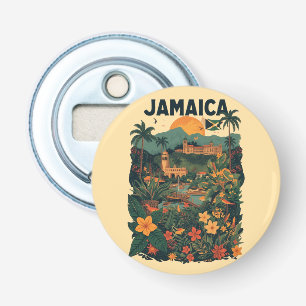 Reisillustratie in vintage stijl Jamaica Button Flesopener