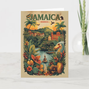 Reisillustratie in vintage stijl Jamaica Kaart