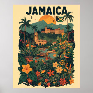 Reisillustratie in vintage stijl Jamaica Poster