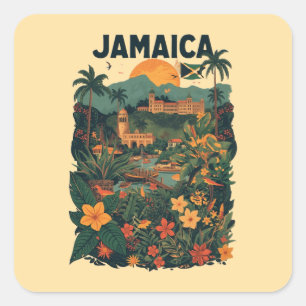 Reisillustratie in vintage stijl Jamaica Vierkante Sticker