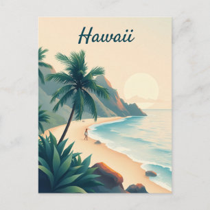 Reisillustratie van Hawaï uit het verleden Briefkaart