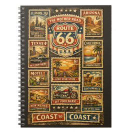 Reisjournaal met vintage Route 66-postzegel Notitieboek