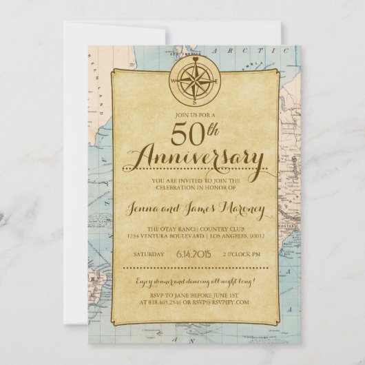 Reiskaart 50e Jubileum Uitnodiging (Voorkant)