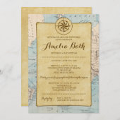 Reiskaart Bat Mitswa Uitnodiging (Voorkant / Achterkant)