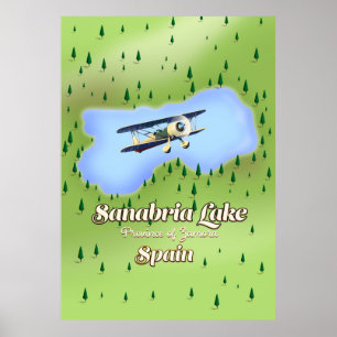 Reiskaart bij het meer van Sanabria in Spanje. Poster