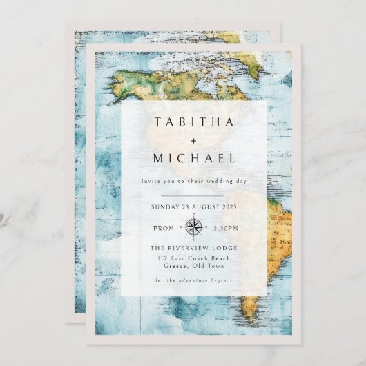 Reiskaart bruiloft uitnodiging (Voorkant / Achterkant)