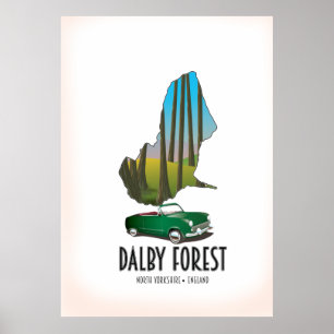 Reiskaart Dalby Forest North Yorkshire Poster