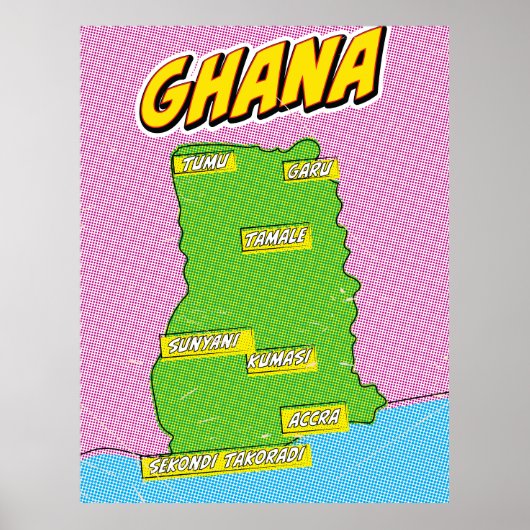 Reiskaart Ghana Poster (Voorkant)