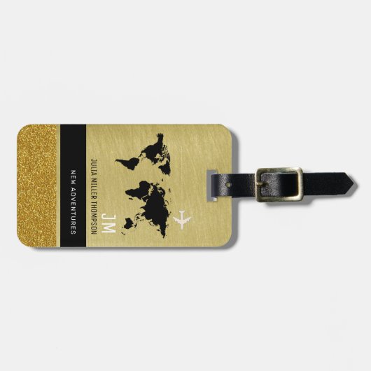 Reiskaart Gold Classy International Adventures Bagagelabel (Voorkant horizontaal)