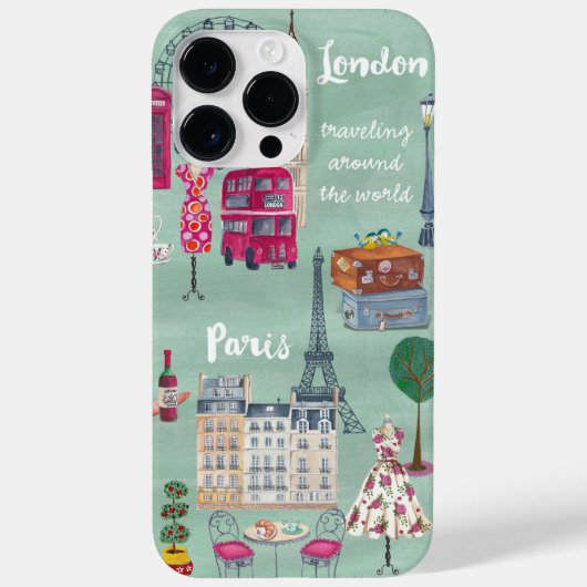 Reiskaart Londen Parijs Case-Mate iPhone Case (Achterkant)