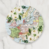 Reiskaart met bloemen in blauw, groen en wit bedankjes labels (Achterkant)