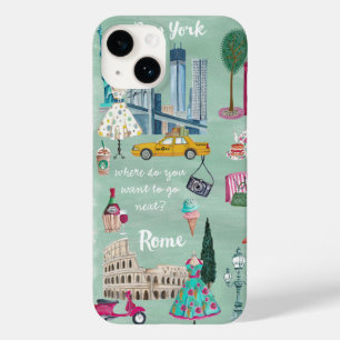 Reiskaart New York Rome   Iphone 6 plus Hoesje