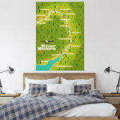 Reiskaart van de rivier de Severn Wales England Canvas Afdruk (Insitu (Slaapkamer))