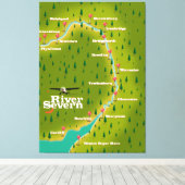 Reiskaart van de rivier de Severn Wales England Canvas Afdruk (Insitu (Houten vloer))