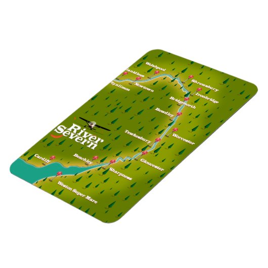 Reiskaart van de rivier de Severn Wales England Magneet (Linkerzijde)