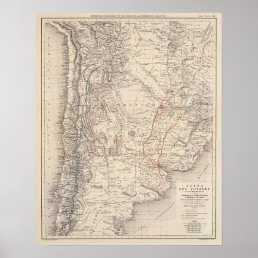 Reiskaart van Dr. V Martin de Moussy Poster (Voorkant)