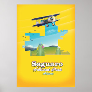 reiskaart van het nationaal park saguaro poster
