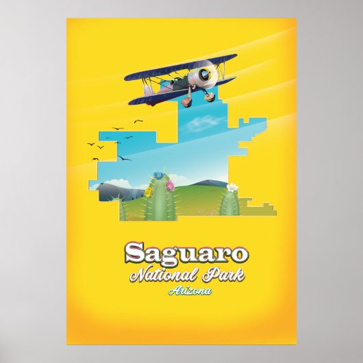 reiskaart van het nationaal park saguaro poster (Voorkant)