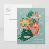 Reiskaart van Ierland | Landmerken en steden Briefkaart (Voorkant / Achterkant)