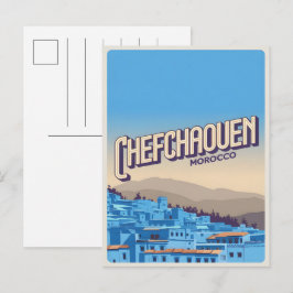 Reiskaart van Marokko chefchaoun, blauwe stad cade Briefkaart