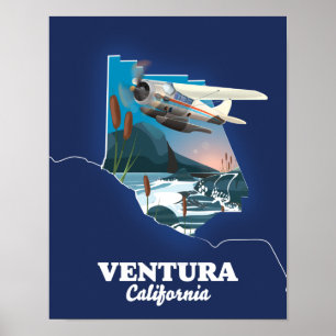 Reiskaart van Ventura California Poster