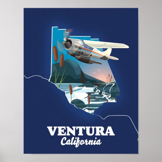 Reiskaart van Ventura California Poster (Voorkant)
