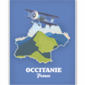 Reiskaart voor Occitanie Frankrijk Sticker (Voorkant)