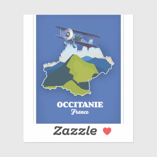 Reiskaart voor Occitanie Frankrijk Sticker (Vel)