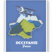 Reiskaart voor Occitanie Frankrijk Sticker (Voorkant)