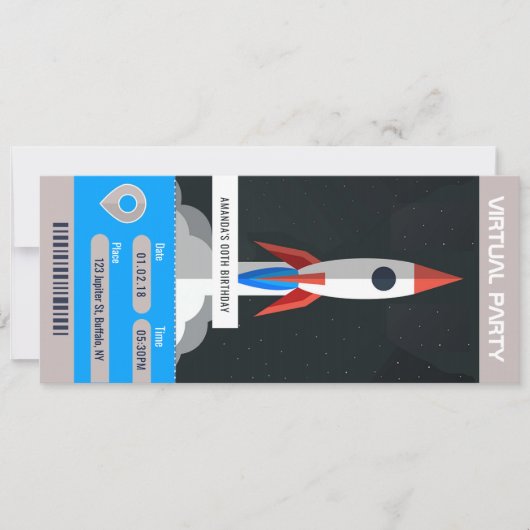 Reiskaartje met als thema 'Virthday Birthday Party Kaart (Voorkant)