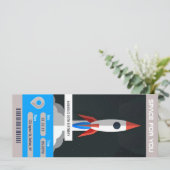Reiskaartje voor de partij "Space Thema Birthday" Kaart (Staand voorkant)