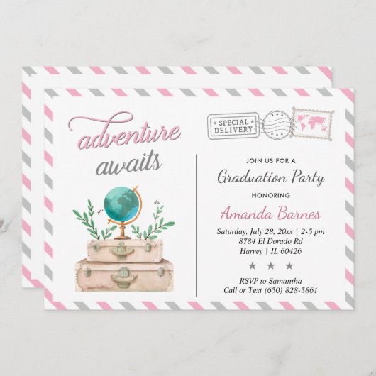 Reiskoffer Graduation Party Adventure wacht op u Kaart (Voorkant / Achterkant)