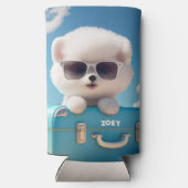 Reiskoffer met naam voor hondenliefhebbers seltzer blikjeskoeler (Achterkant)