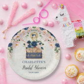 Reiskoffer Vintage Navy Blush Bruiloftsshower Papieren Bordje (Feest)