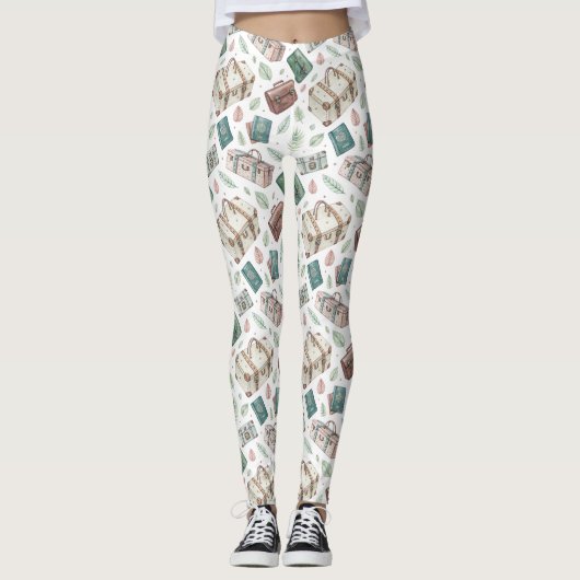 Reiskofferpatroon uit het verleden (1) leggings (Voorkant)