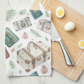 Reiskofferpatroon uit het verleden (1) theedoek (Quarter Fold)