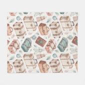 Reiskofferpatroon uit het verleden (2) fleece deken (Voorkant (Horizontaal))