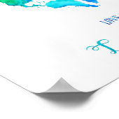 Reiskunst - Waterverf - Wereldkaart in vorm van ha Poster (Hoek)