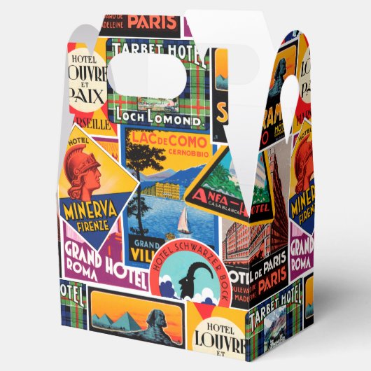 Reislabels uit het verleden bedankdoosjes (Geopend)