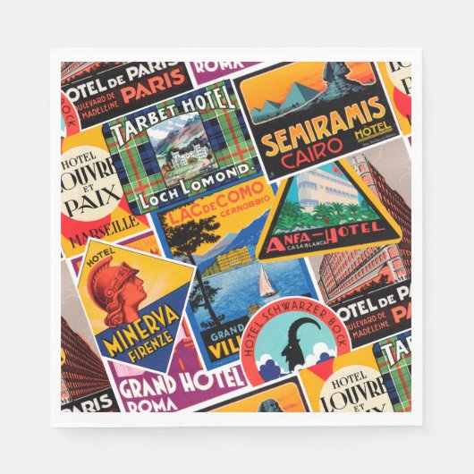 Reislabels uit het verleden servet (Voorkant)