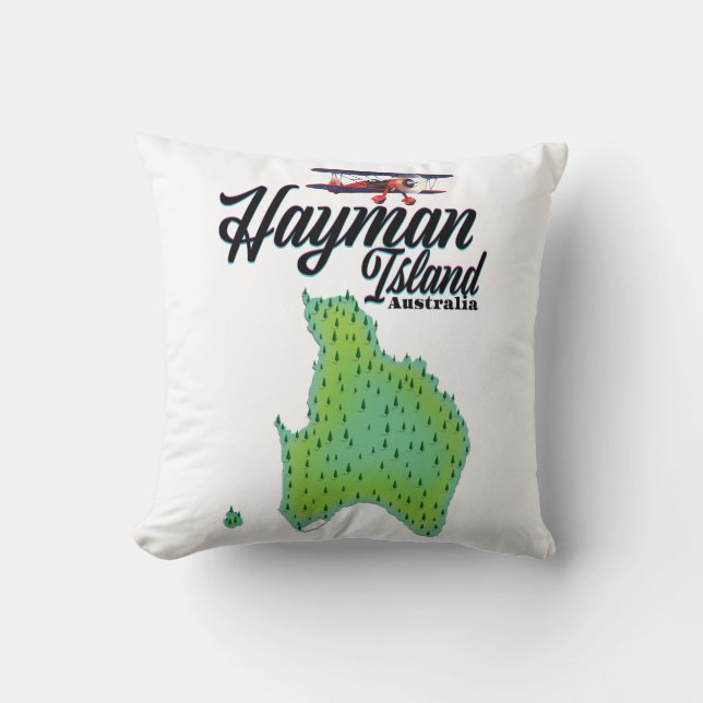 Reislandkaart van Hayman Island uit het verleden. Kussen (Voorkant)