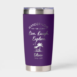 Reisliefde, Leef Lach Verken, Paarse Geïsoleerde Drinkbeker