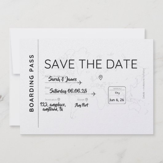 reisliefhebber save de datum instapkaart the date (Voorkant)